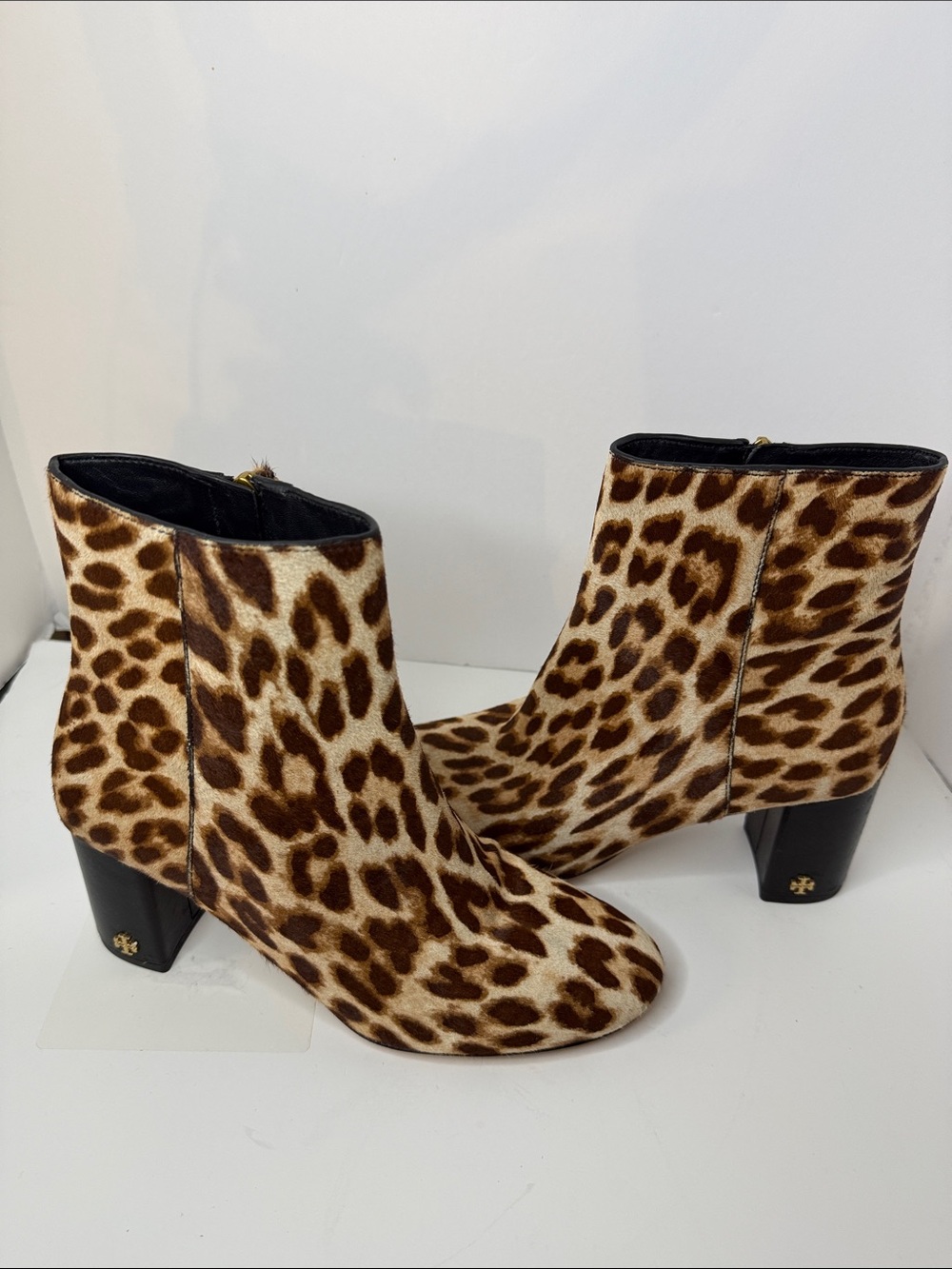 Tory Burch Leopard-Print Ankle Booties in Brown and Cream size 7